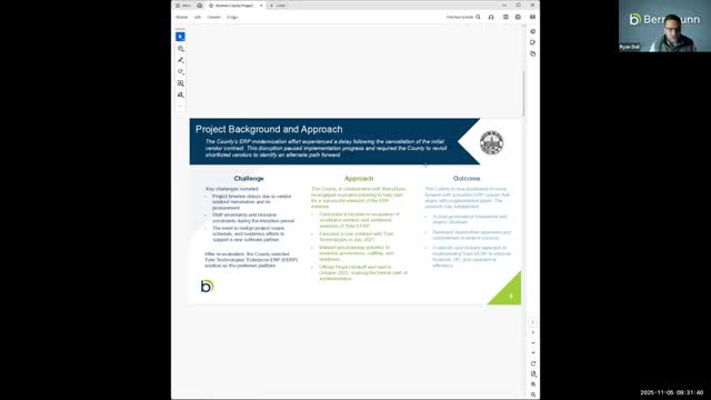 County details phased ERP rollout with Tyler Technologies; budget software implementation delayed