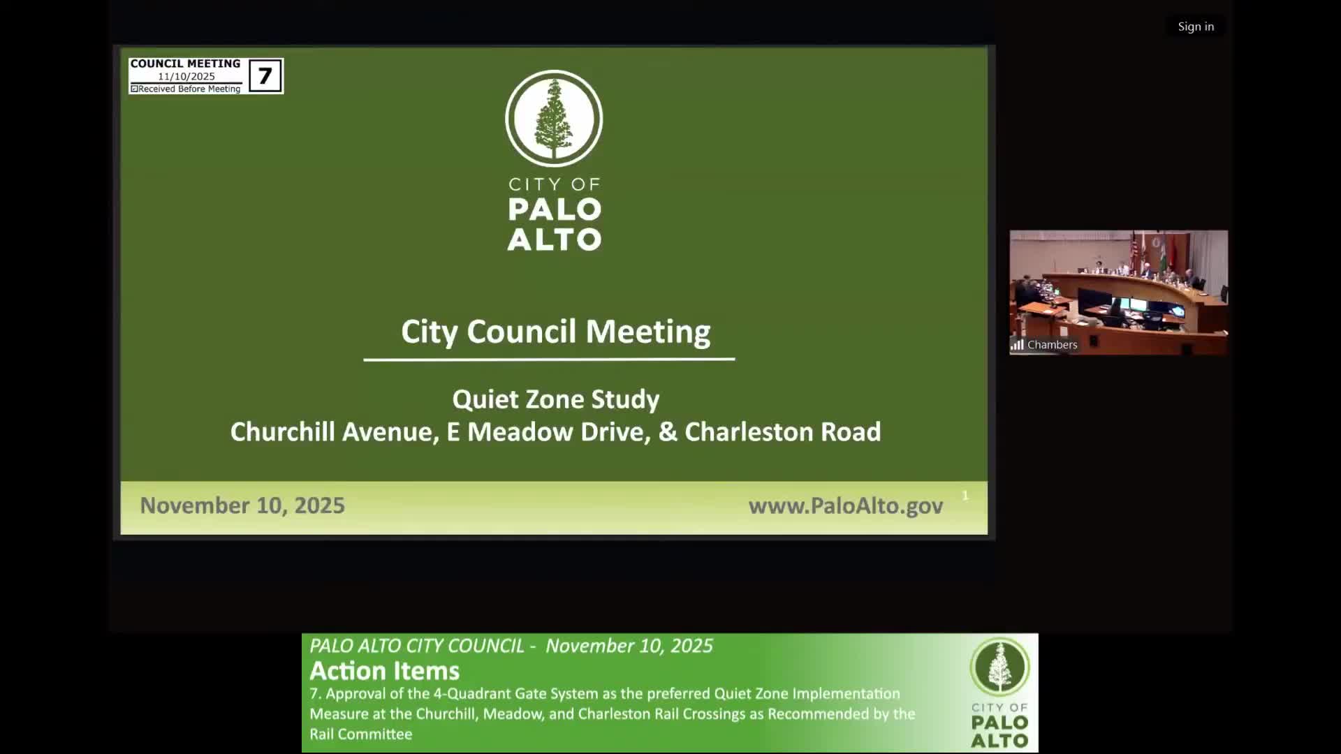 Palo Alto Council backs quad‑gate quiet‑zone plan for Caltrain crossings, directs staff to pursue funding