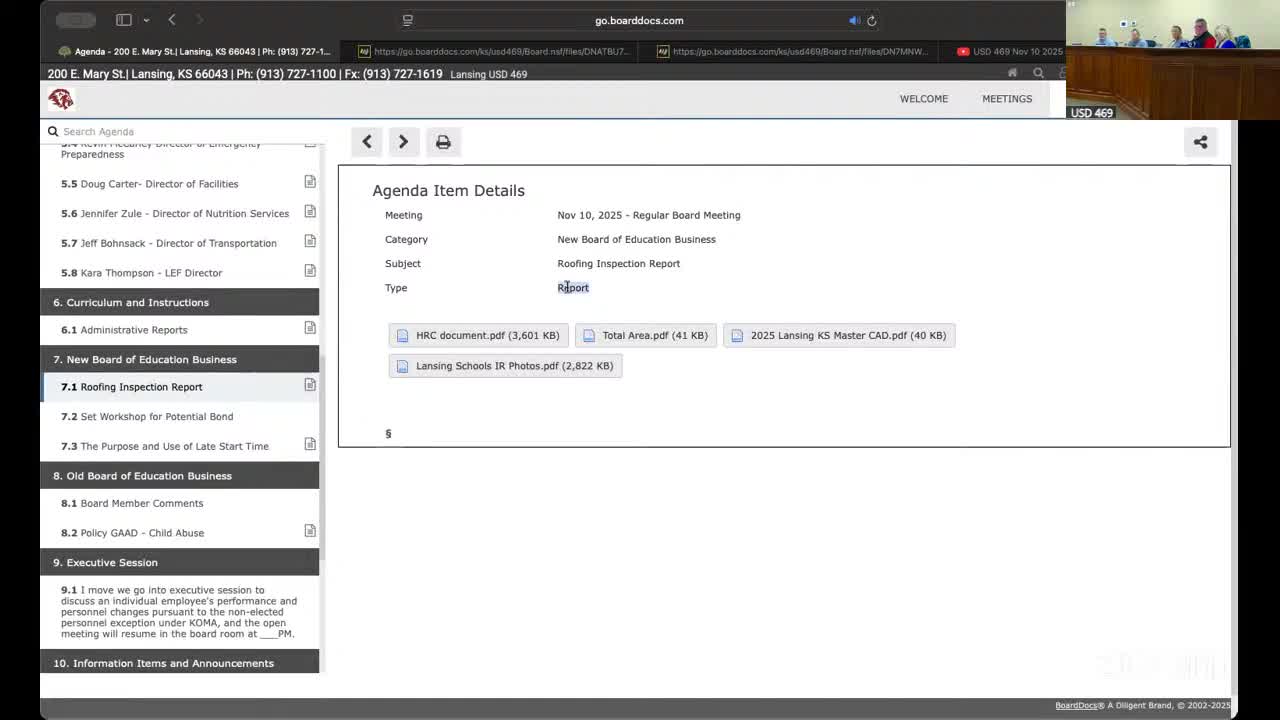Lansing board hears $6M–$15M roofing assessment; schedules special meeting to consider bond