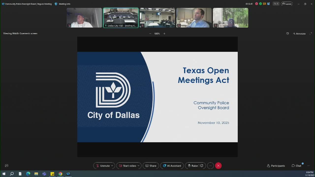 City attorney briefs board on Texas Open Meetings Act and city-code limits on abstentions