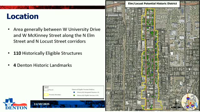 Denton HLC votes to pursue local historic district on North Elm/North Locust, asks staff to finalize boundary and outreach plan