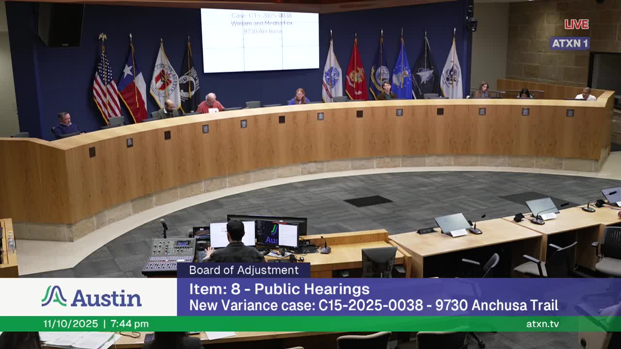 Owner granted rear/side-yard variance to preserve mature fig tree and build workshop