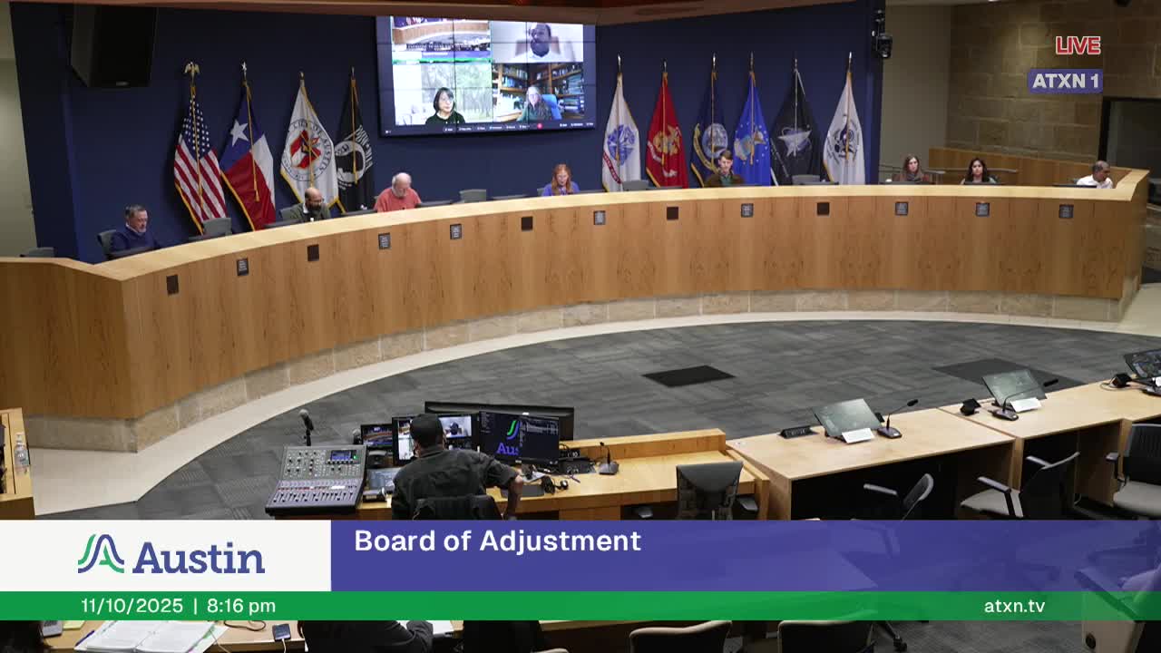 Board postpones contested interpretation appeal after extended hearing; asks staff and parties for specific materials