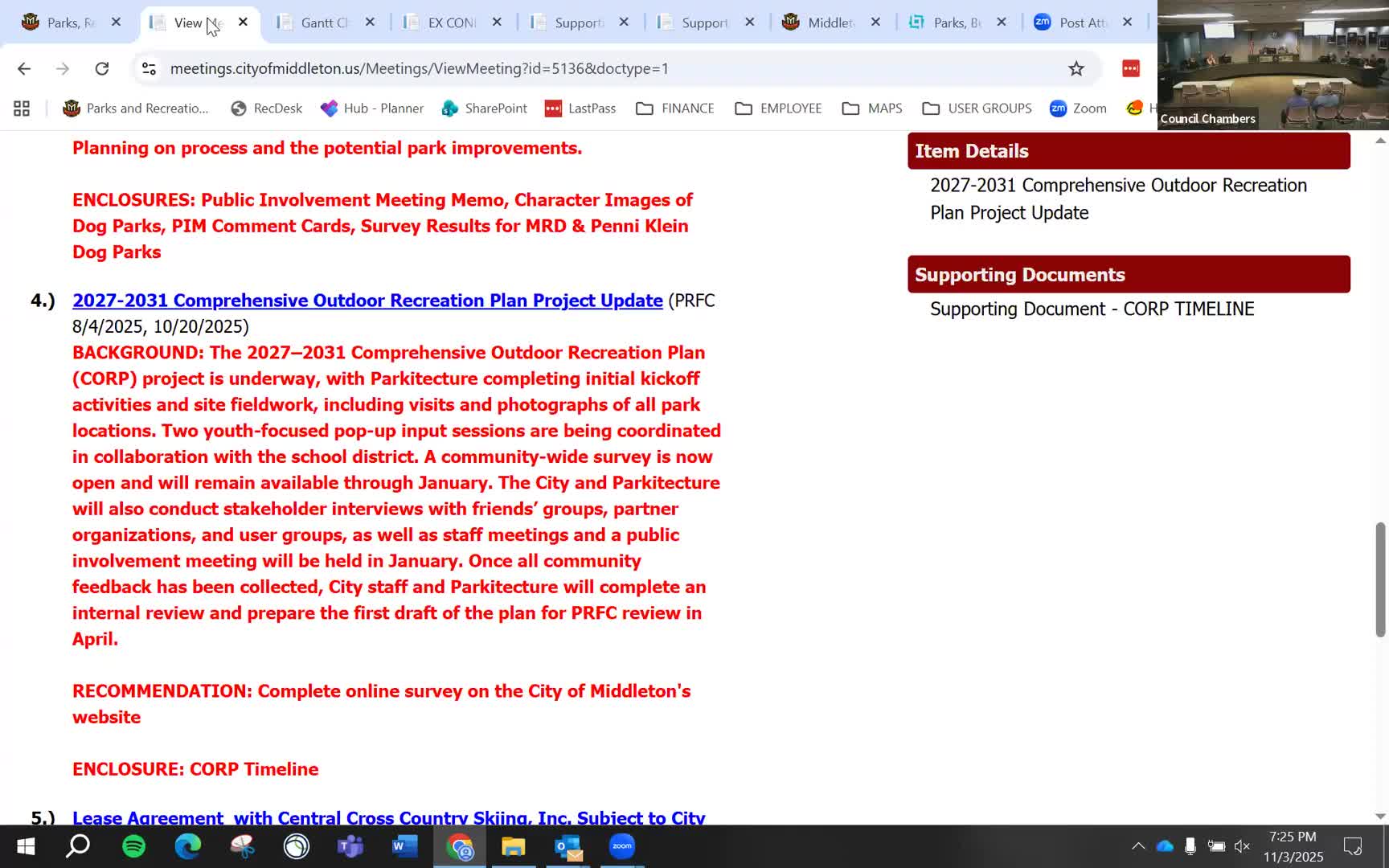 Commission recommends amended lease with Central Cross Country Skiing to formalize Middleton Bike Park partnership
