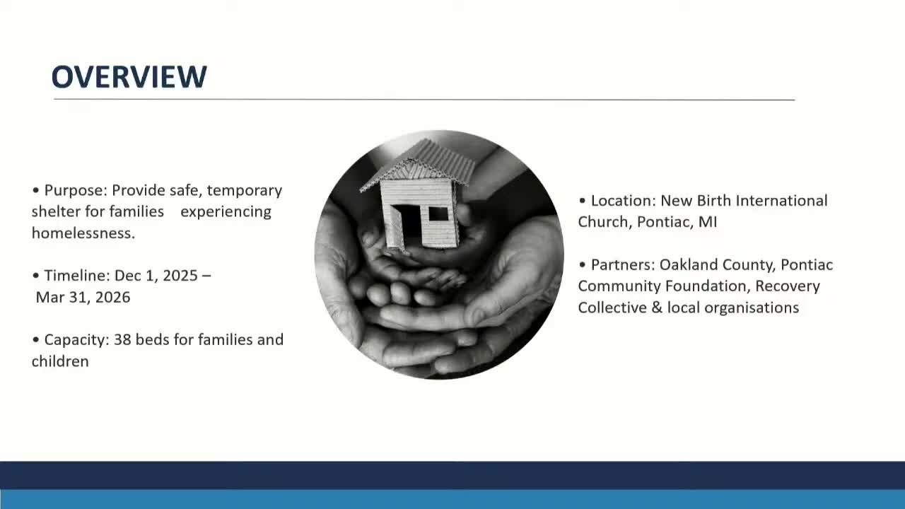 New Birth International outlines winter shelter plan for Dec. 1–Mar. 31; council hears funding and operations questions