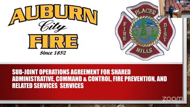 Auburn authorizes sub‑joint operations agreement with Placer Hills Fire Protection District