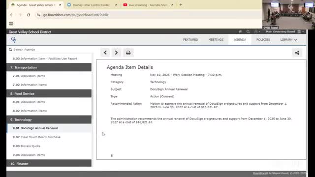 Board reviews technology purchases: DocuSign renewal, Clear Touch board and Bloxels STEAM kit