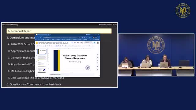 Board reviews 2026–27 calendar, course catalog edits and a Point Park college-credit pilot