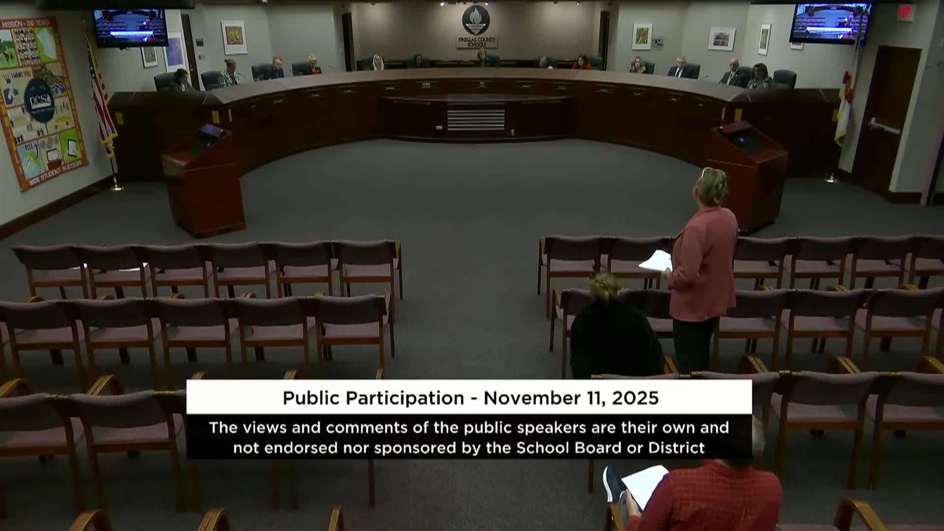 Parents, students and teachers press Pinellas board on fired coaches, vet program access, paid parental leave and charter co‑location