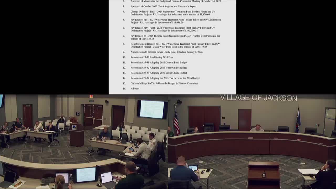 Budget & Finance Committee recommends Village Board adopt corrected 2026 budgets and 2025 tax levy