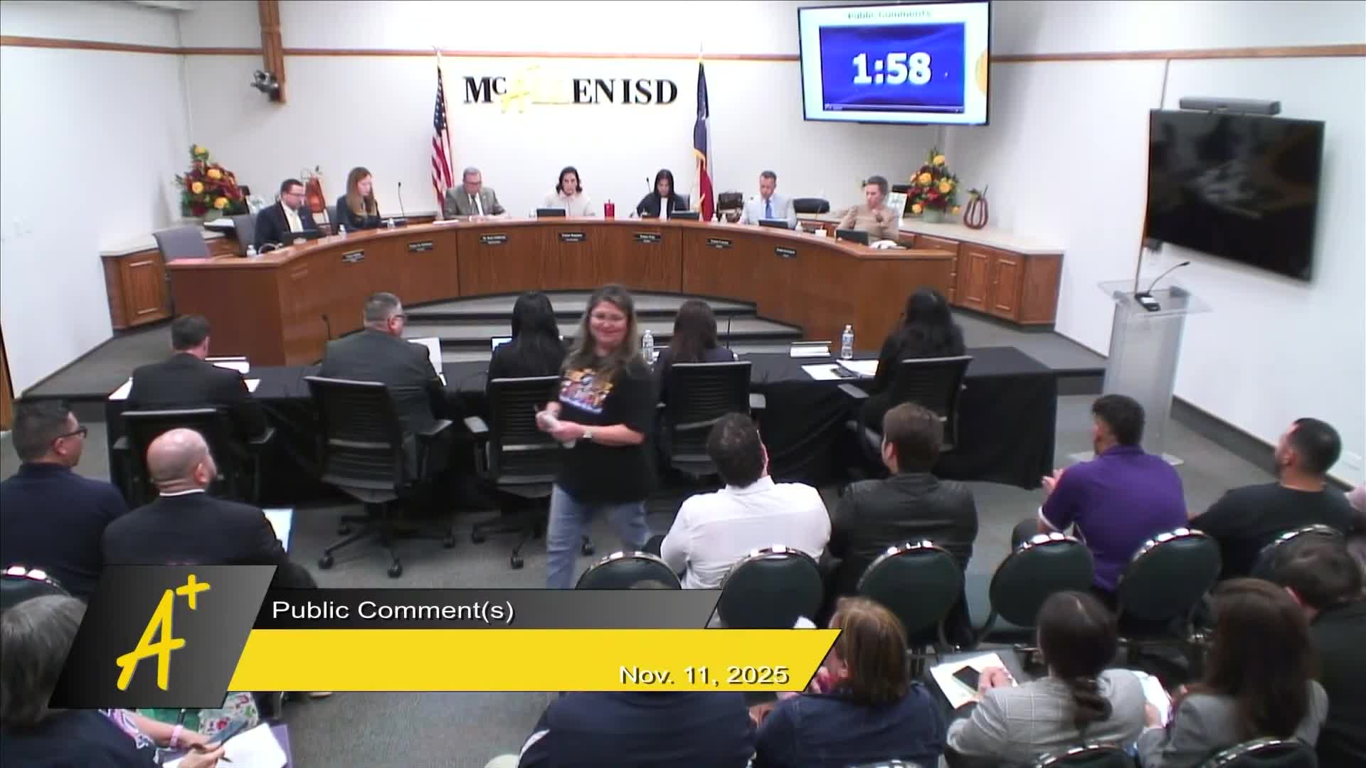 McAllen ISD trustees approve consent agenda, budget amendment, contracts and routine items (Nov. 11, 2025)