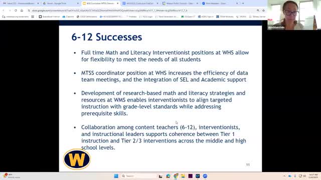Weston School District outlines MTSS framework, highlights K–12 supports and flags budget needs