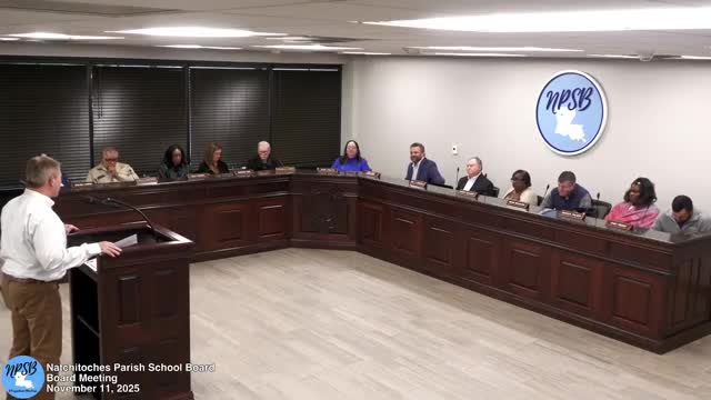 Royal Martin tells Natchitoches Parish School Board his plant is investing in Chopin, offers $50,000 for playground equipment