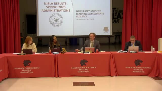 Glen Rock presents 2025 NJSLA results: district outperforms state across many grades