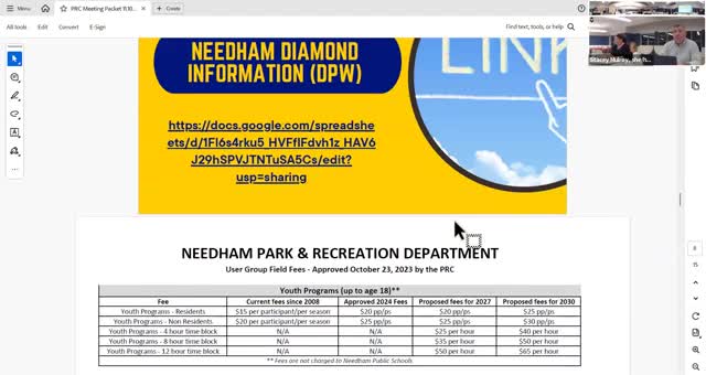 Needham Park & Rec mulls hourly charges and per‑person fees to curb unpermitted field use