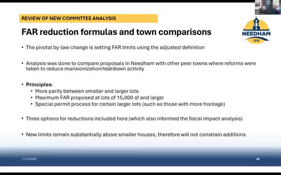 Needham committee outlines three FAR reduction options, height and setback changes