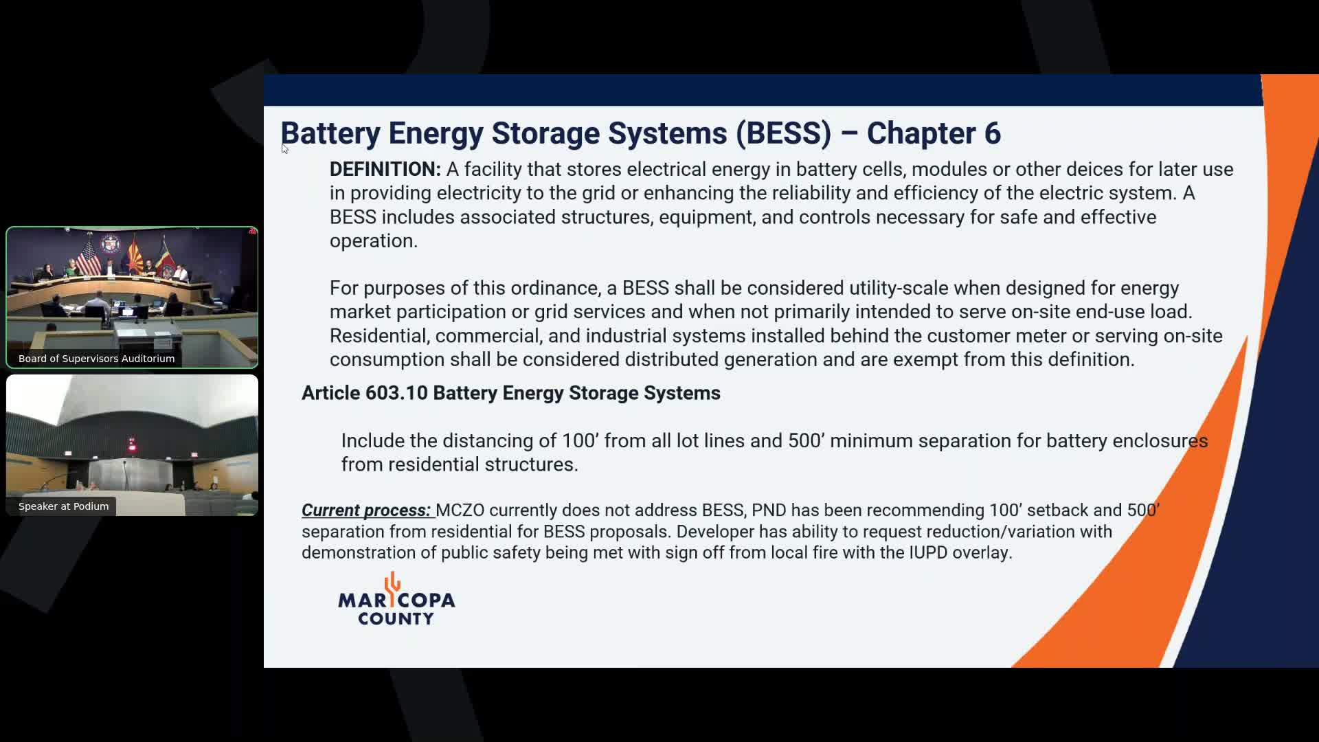 Maricopa County commission advances zoning-update with new BESS rules, drops proposed 500‑foot residential separation