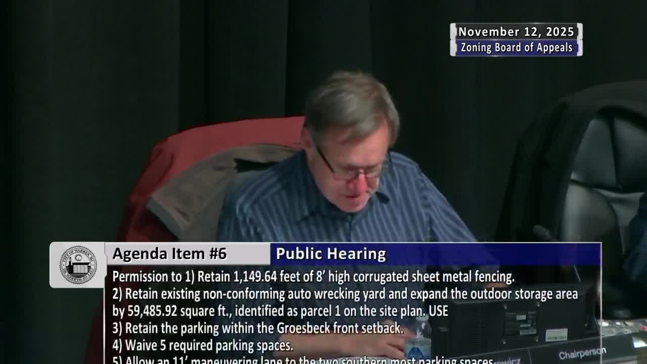 Warren board approves fencing and building setbacks for iDrive Auto Parts, defers parking waivers