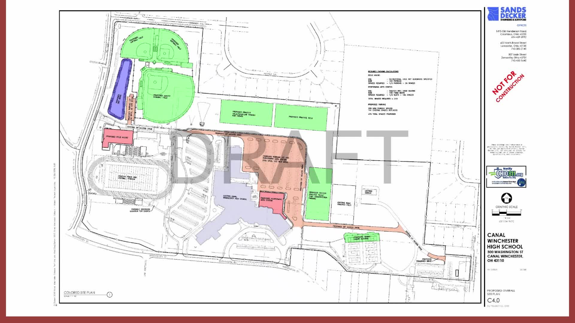 School district presents updated high-school expansion plans; commissioners raise operational and visibility questions