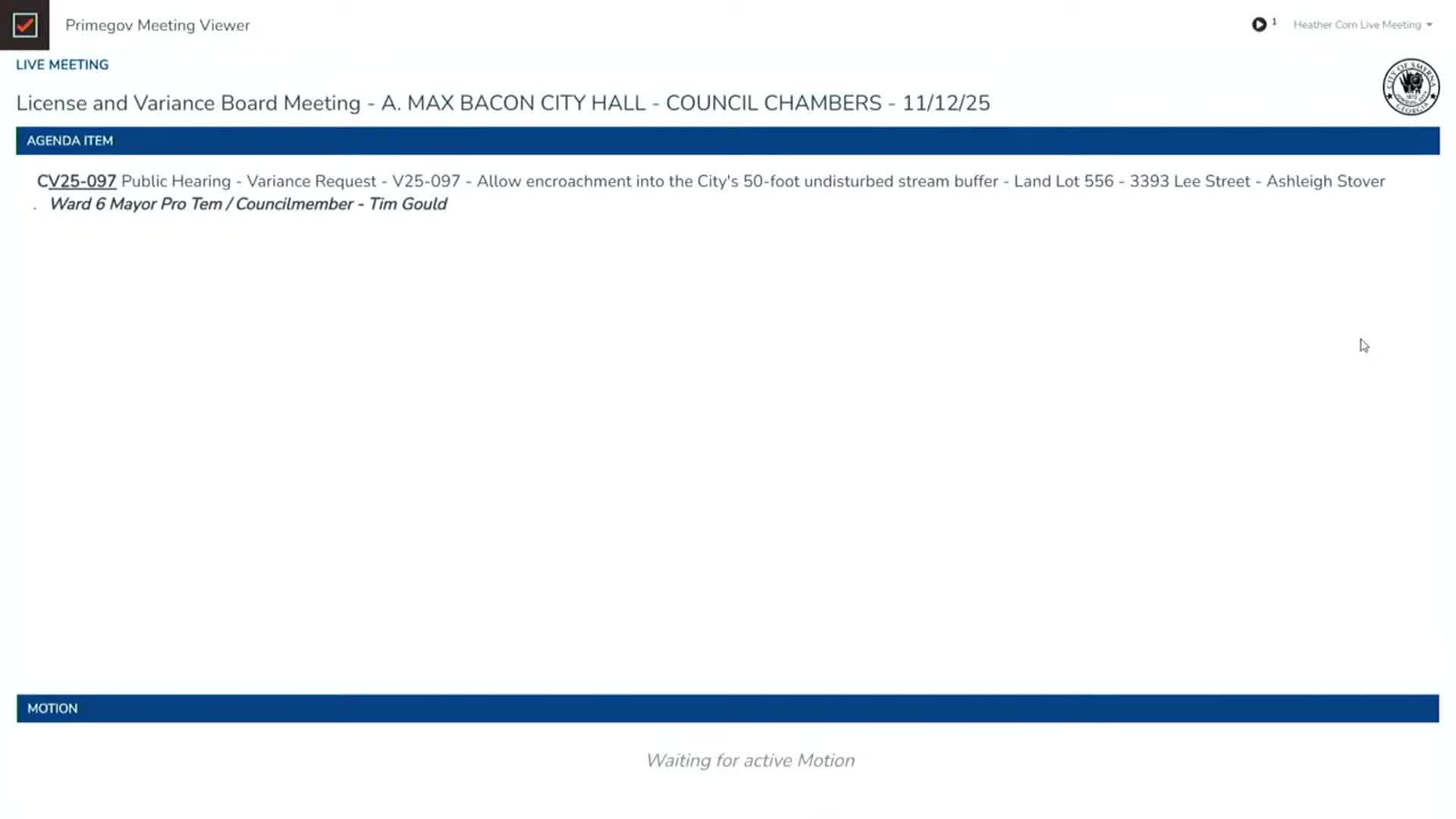 Smyrna public hearing approves stream-buffer variances with rainwater-harvesting mitigation