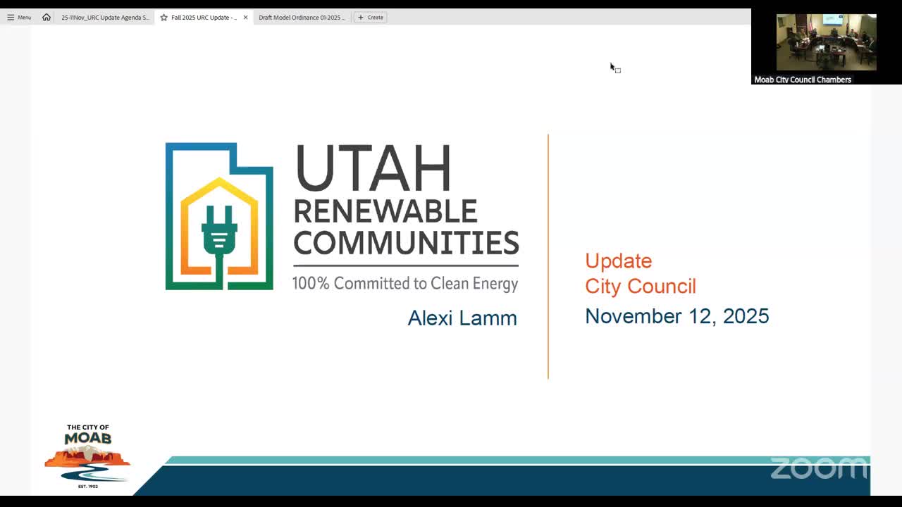 Moab staff outlines Utah Renewable Communities plan, estimates $3–$4/month per participant