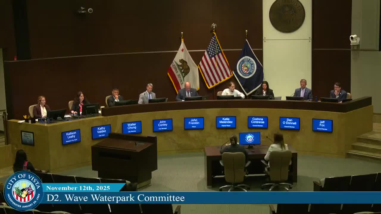 Vista council asks staff to draft work plan for Wave Water Park committee