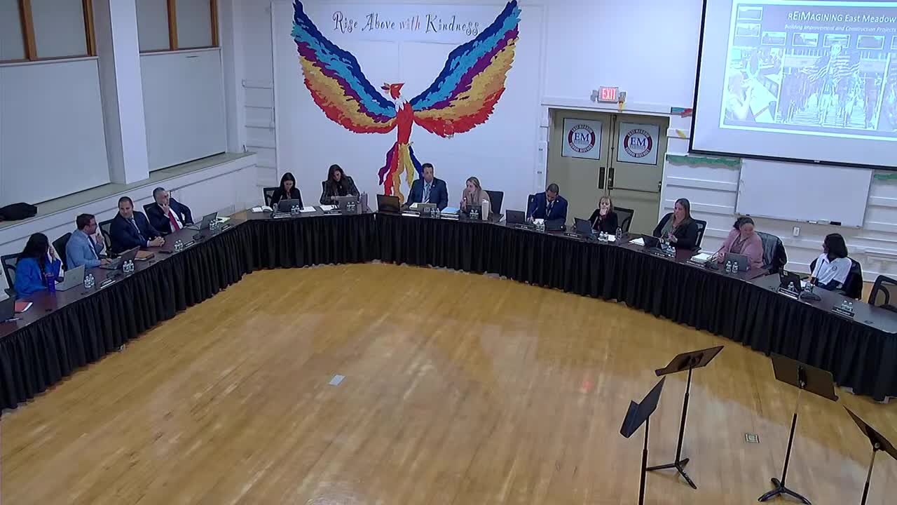 Votes at a glance: East Meadow Board approves routine minutes, personnel, business, custodial report; moves to executive session