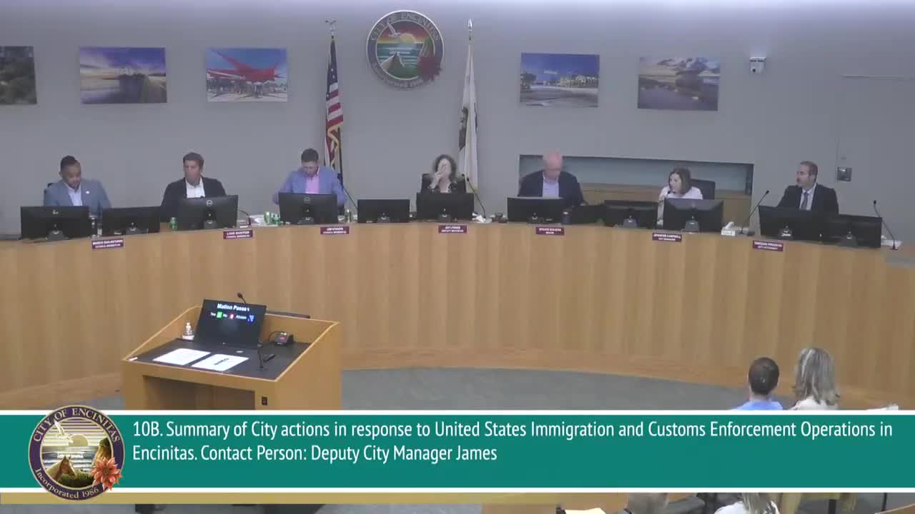 Encinitas approves letter and draft MOU requesting ICE notification and post‑action reporting