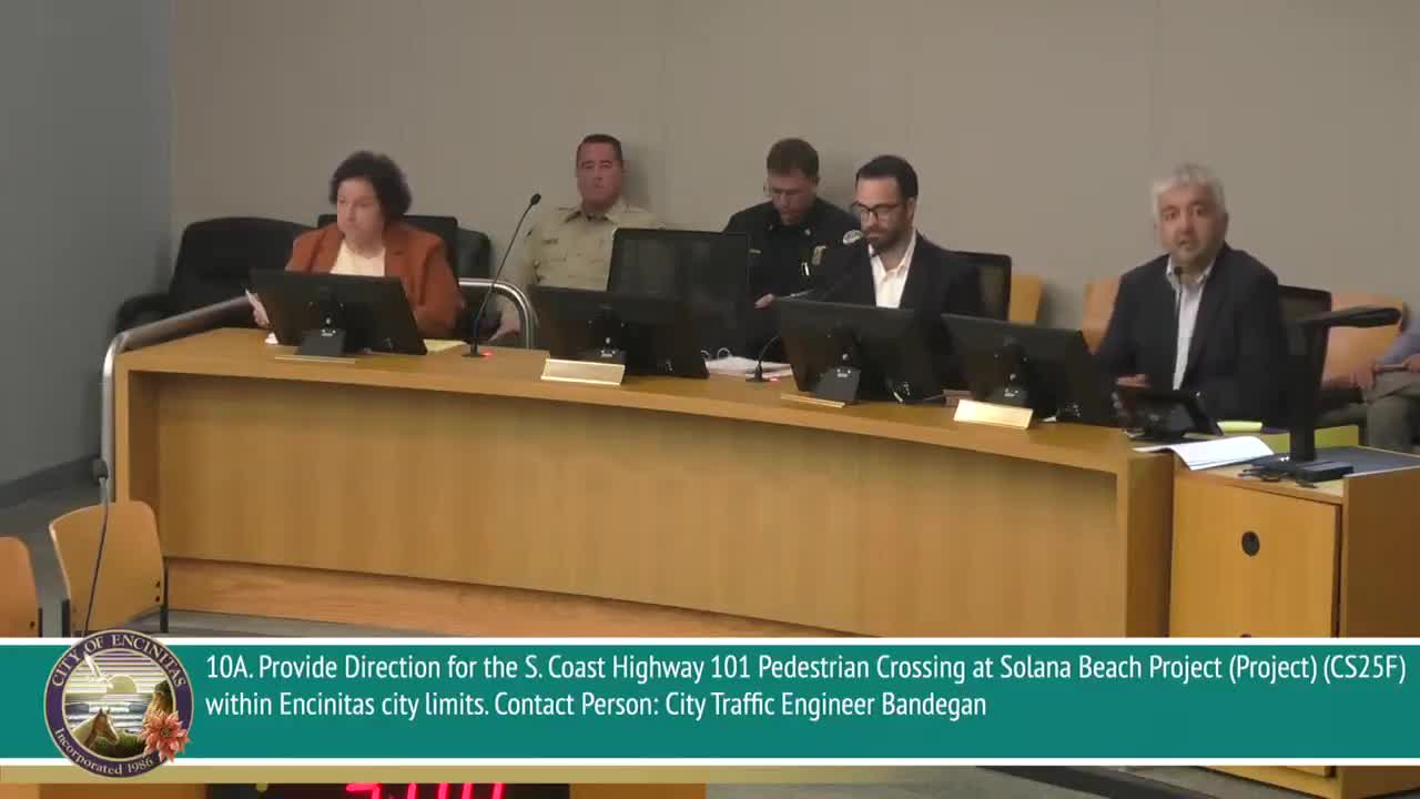 Encinitas accepts state HSIP grant for pedestrian crossing, directs staff to develop B/C layouts with Solana Beach