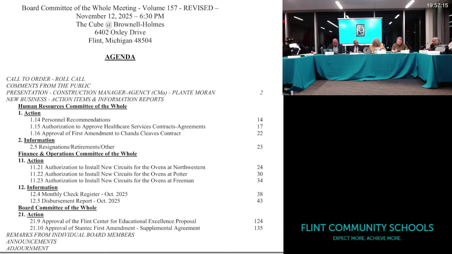 Board approves facilities and operations items including oven-circuit work and Stantec amendment