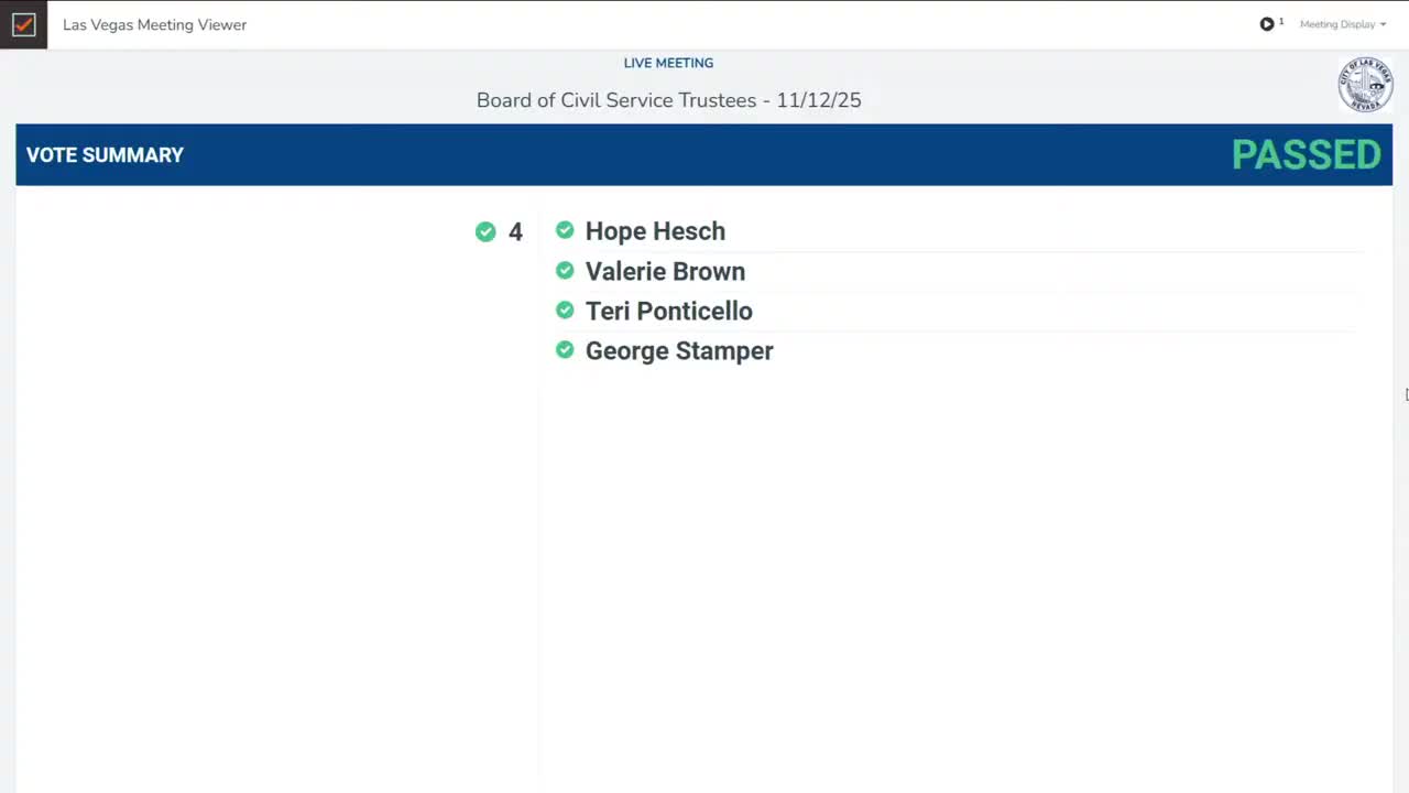 Las Vegas civil service trustees approve minutes, certify and extend multiple eligible lists