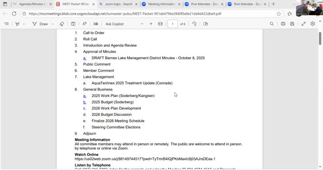 Contractor reports two Sonar applications, eyes drone spraying and permit changes for Barnes Lake