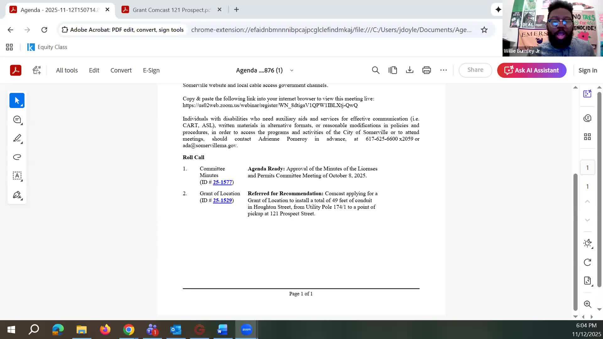 Resident urges committee to delay Comcast grant for 121 Prospect over concerns about re‑digging newly repaved street