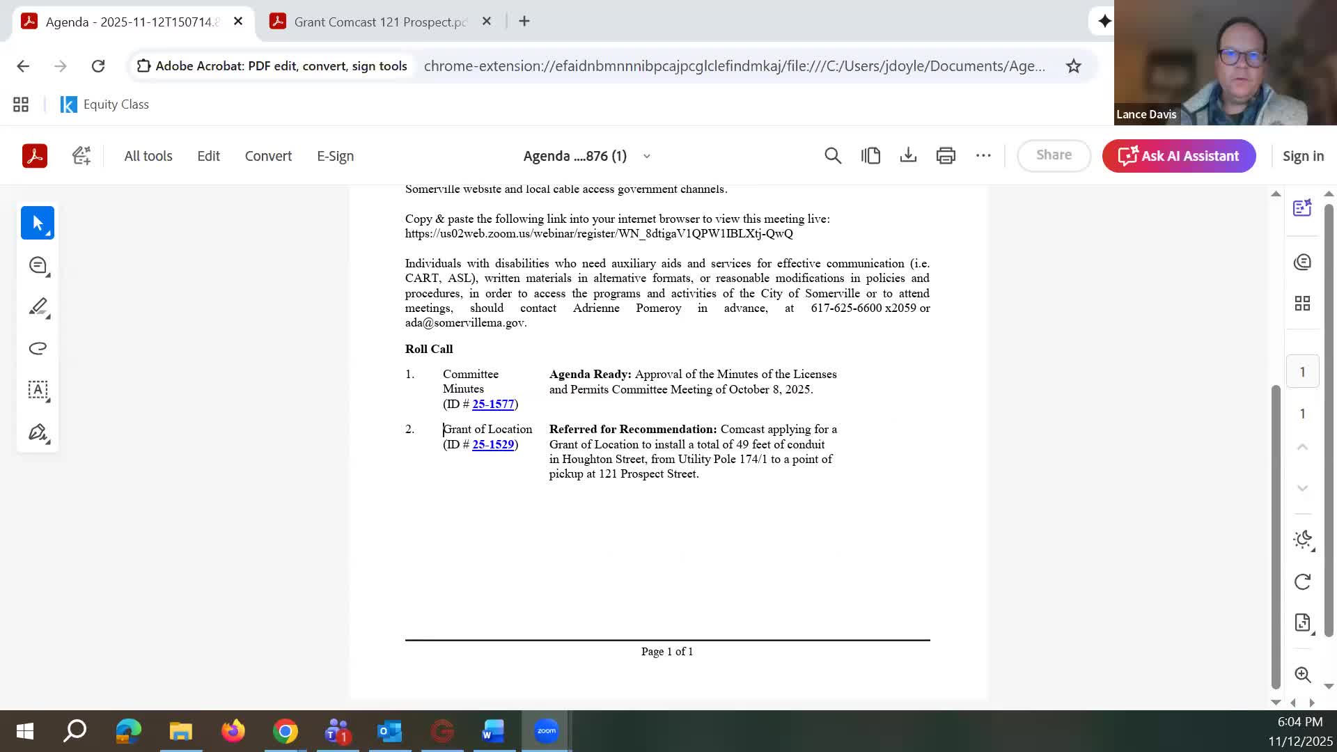 Committee approves Oct. 8 minutes by unanimous voice vote; meeting adjourns