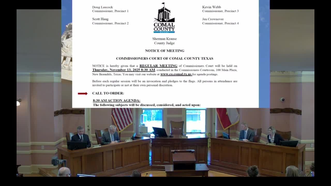 Votes at a glance: Comal County Commissioners Court, Nov. 13, 2025