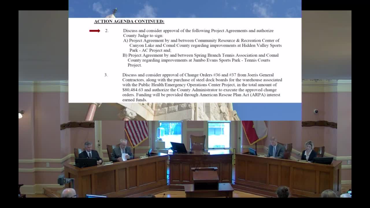 Comal County approves agreements for Hidden Valley AC replacement and Jumbo Evans tennis courts