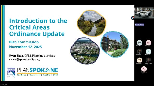 City staff outline Critical Areas Ordinance update: wetlands, aquifer protection, 200-foot Spokane River riparian buffer and floodplain rules