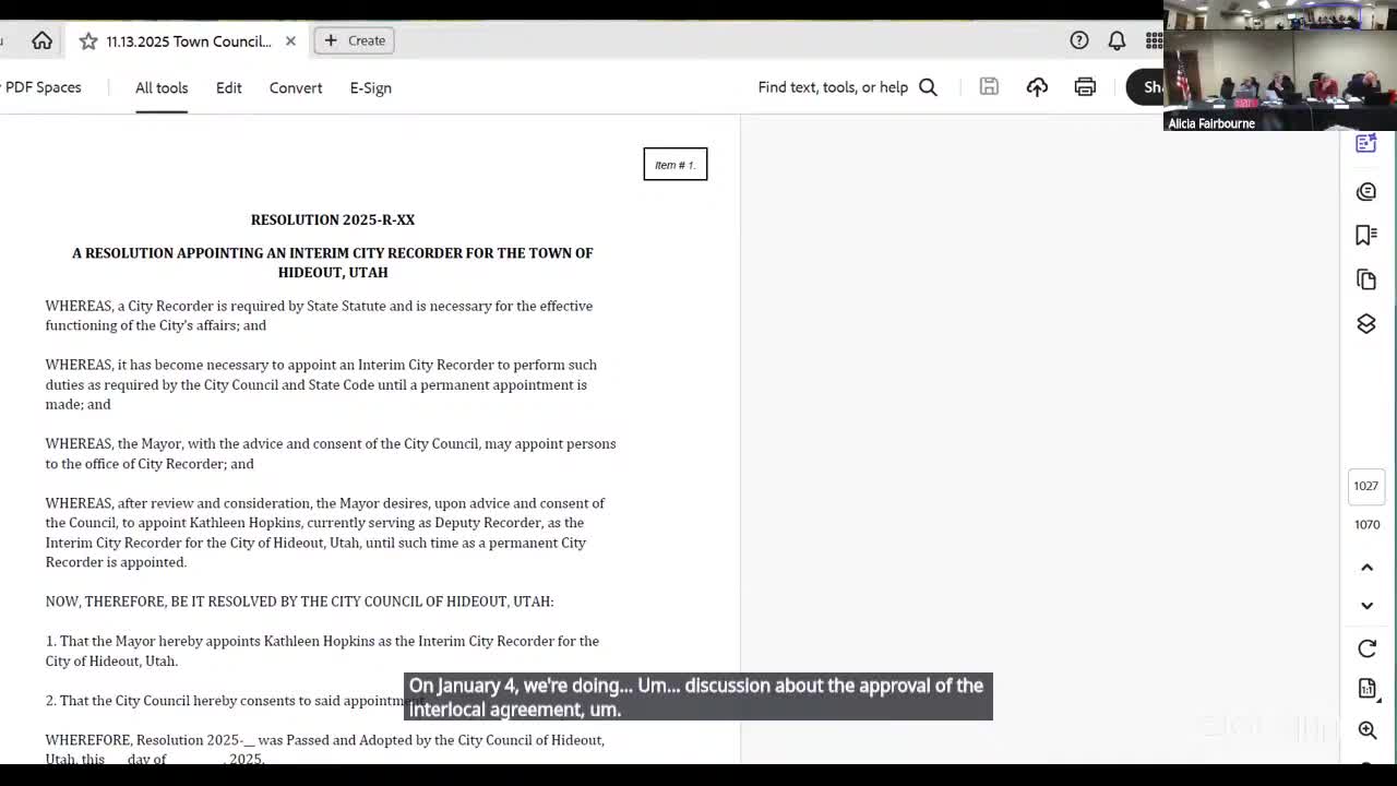 Council authorizes mayor to finalize interlocal deals with Hideout Local District 1 to transfer road, sewer, storm assets