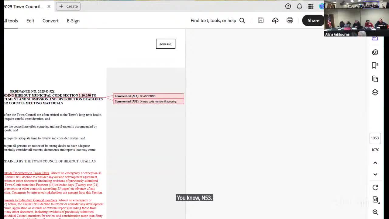Hideout council adopts rule setting earlier document submission deadlines for council packets