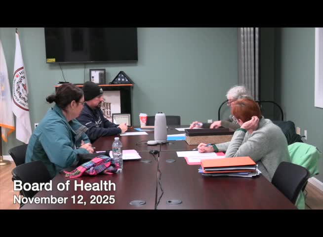 Hubbardston Board of Health reviews Title 5 septic reports, requires pump and water‑test conditions