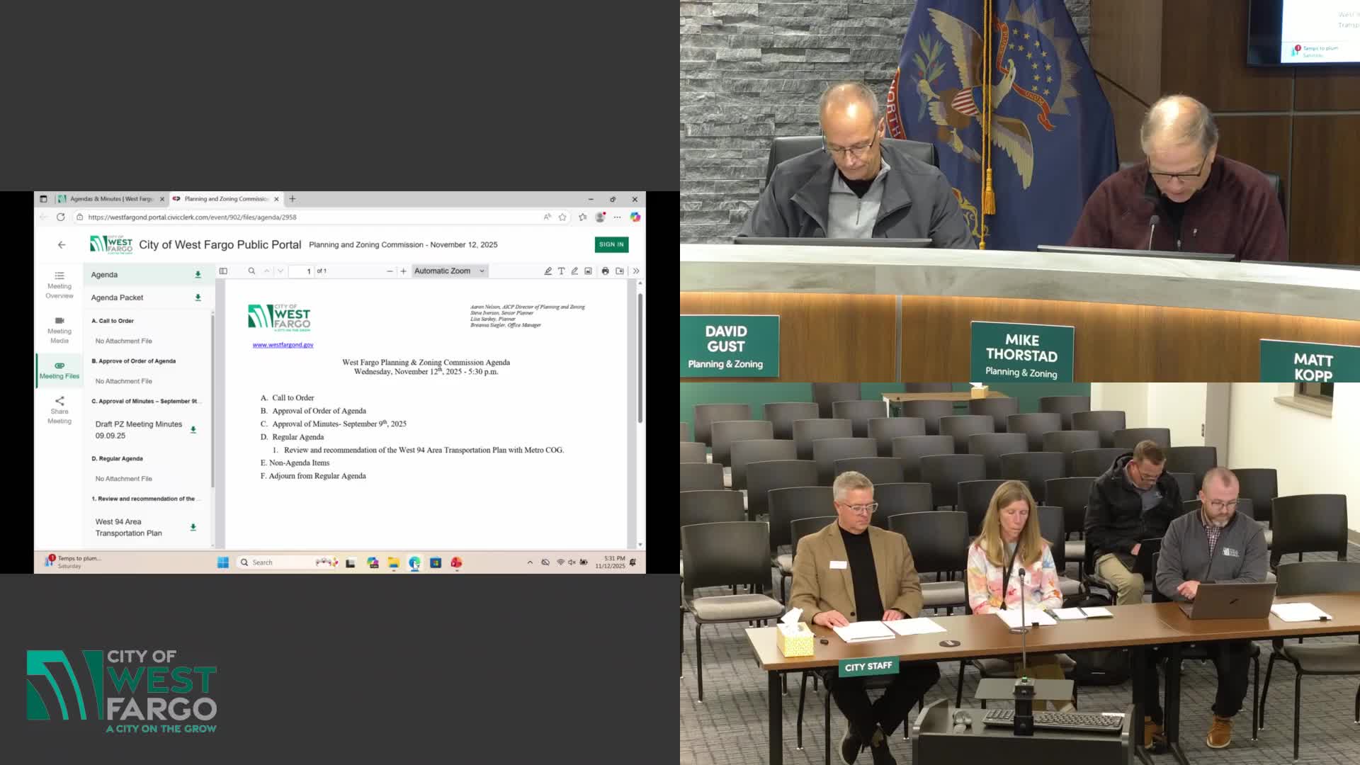 West Fargo planning commission forwards West 94 transportation study to City Commission