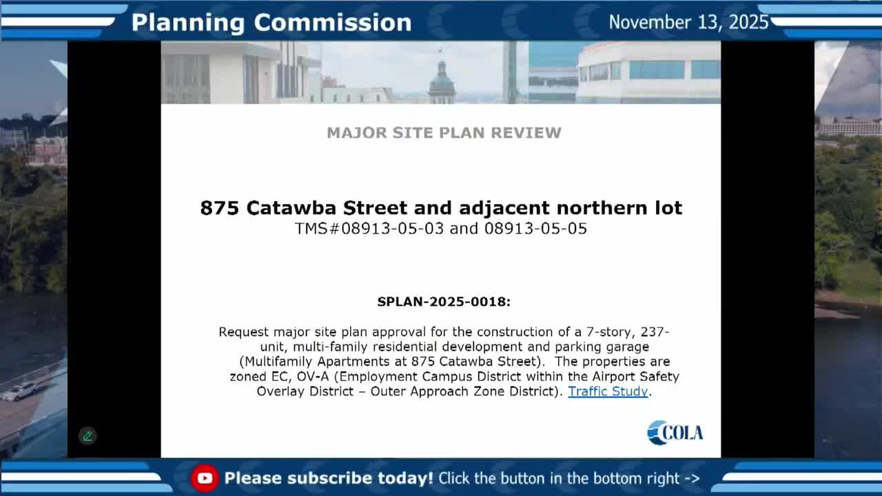 Commission approves 7‑story, 237‑unit site plan at 875 Catawba with cycle track and safety tweaks
