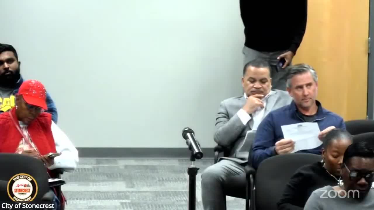 Applicant seeks to subdivide an entitled logistics parcel near Stonecrest Industrial Way; neighbors ask about trucks, emissions and notice