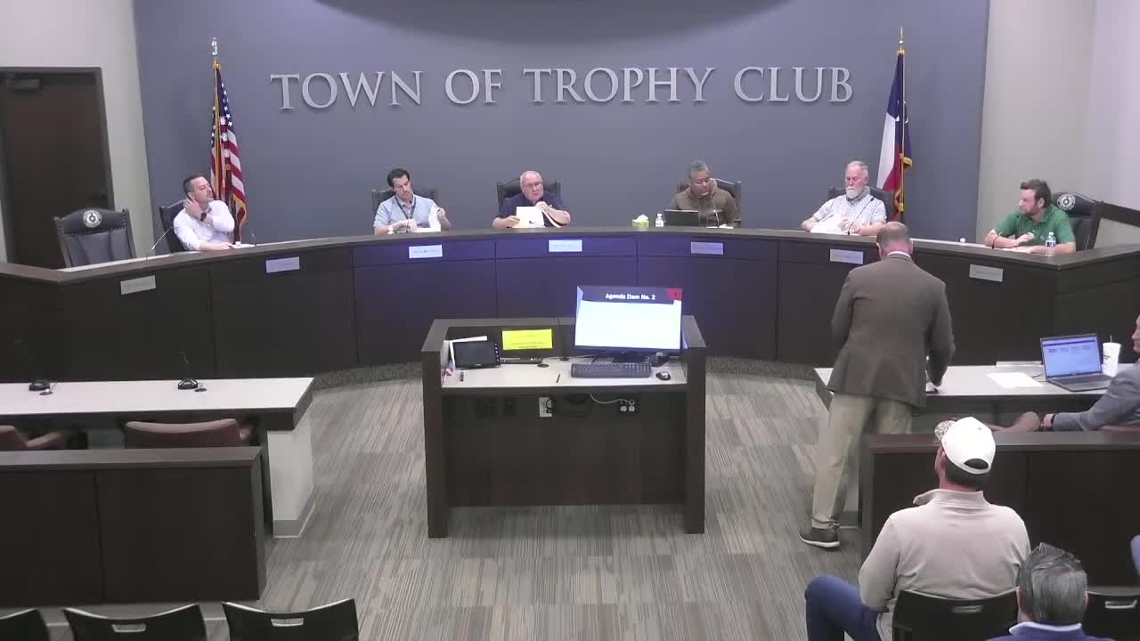 Commission backs replat to convey water‑tower parcel to Trophy Club MUD No. 1