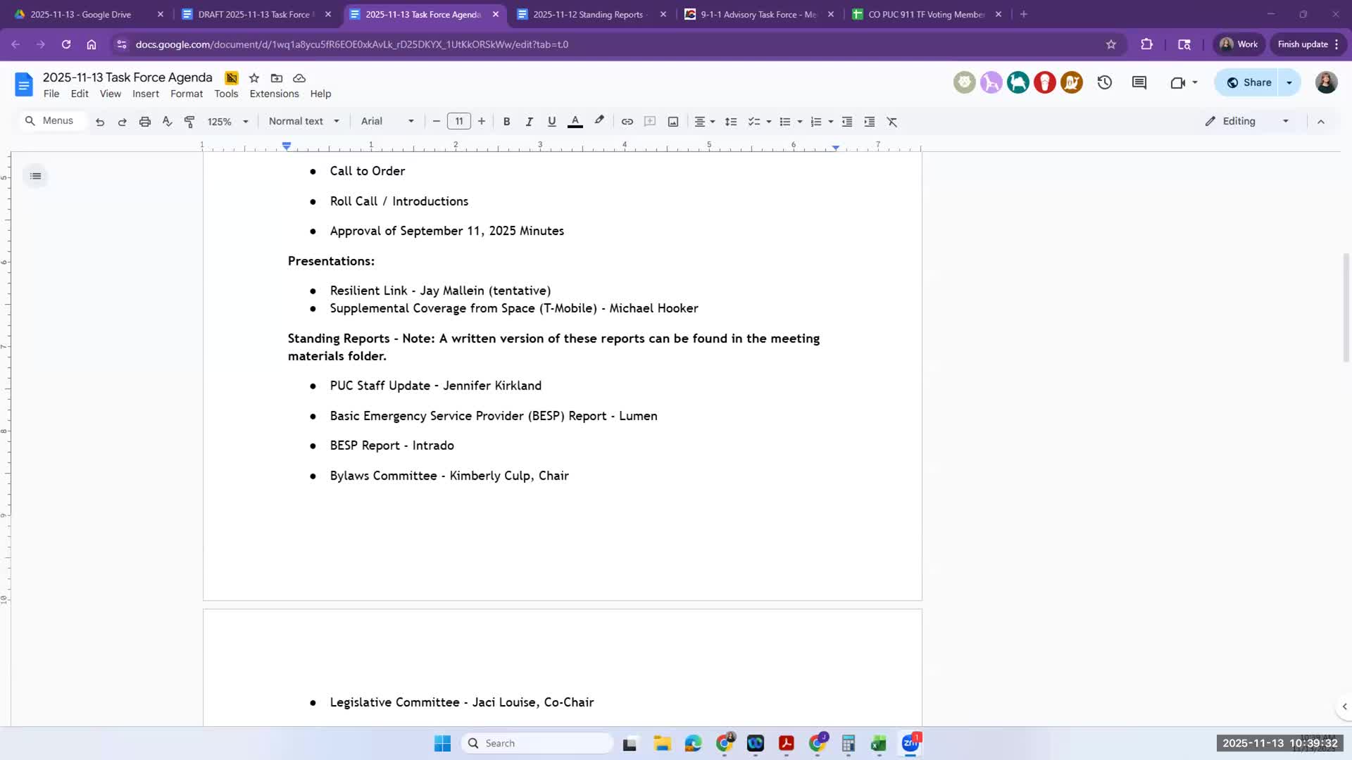 PUC 9-1-1 Task Force reviews standing reports, sets election timetable and endorses legislative outreach