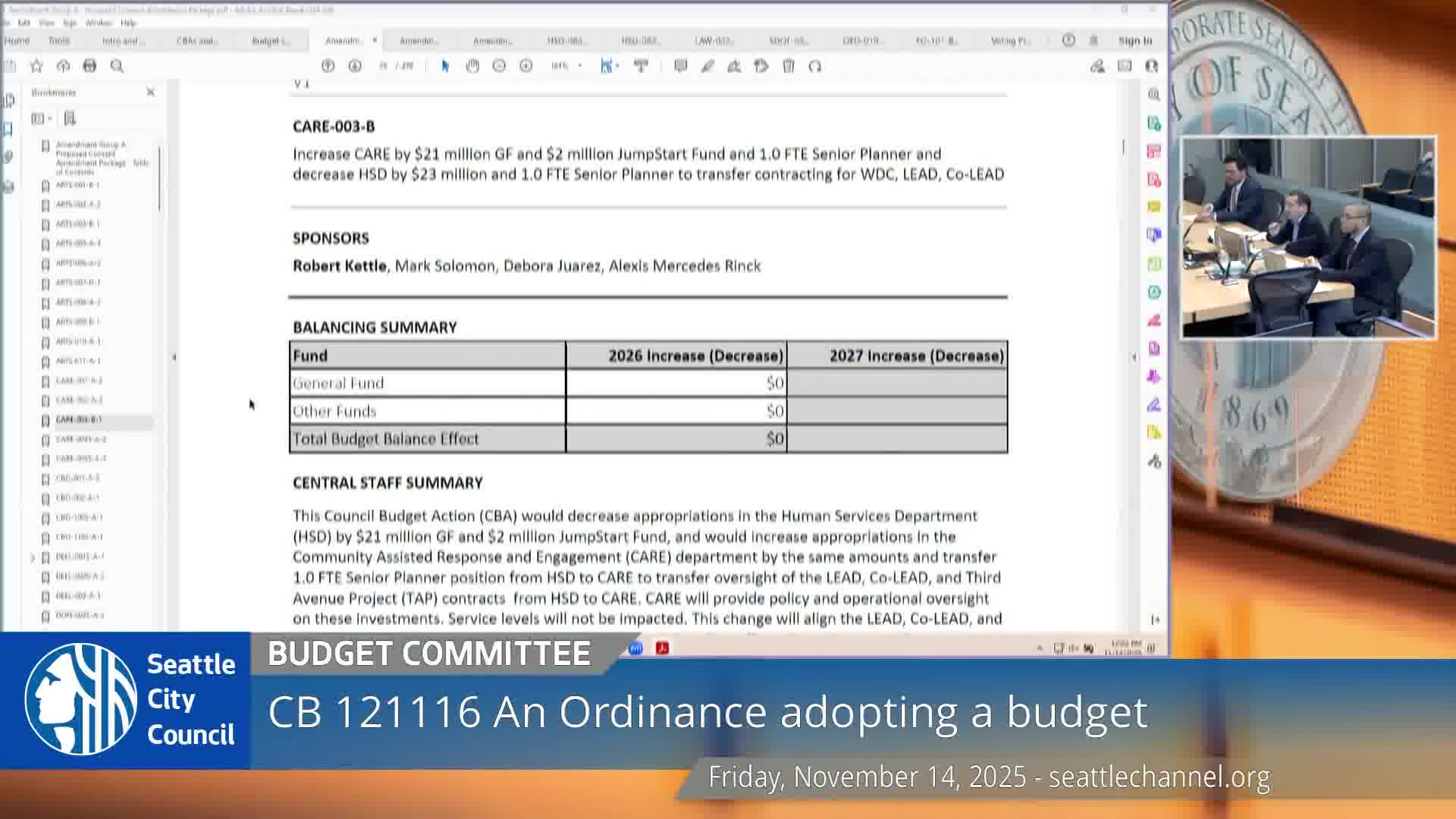 Committee votes to move LEAD and co-LEAD contracting oversight to CARE department