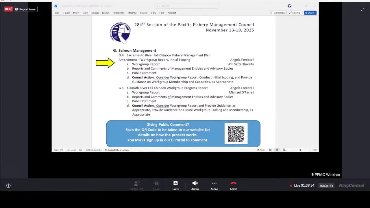 PFMC endorses peer review and confirms 2026 salmon hearing sites, aims to refine Sacramento River Fall Chinook reference points