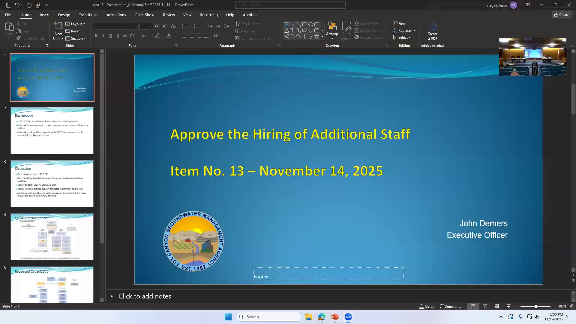 Fox Canyon GMA approves hiring two staff to bolster operations; Hallmark Group recommended 20 FTE