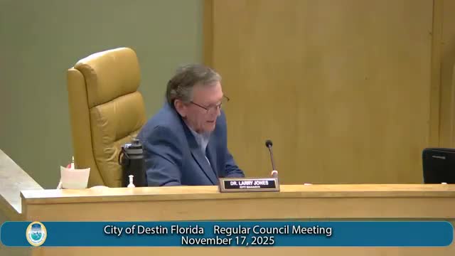 Destin council approves debris‑monitoring vendors and several public‑works procurement actions