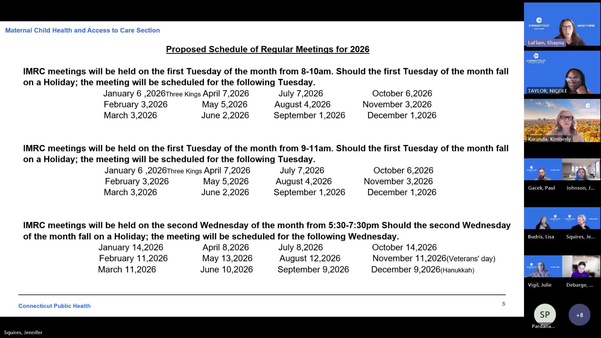 Infant Mortality Review Committee sets 2026 schedule, moves into executive session to review confidential cases